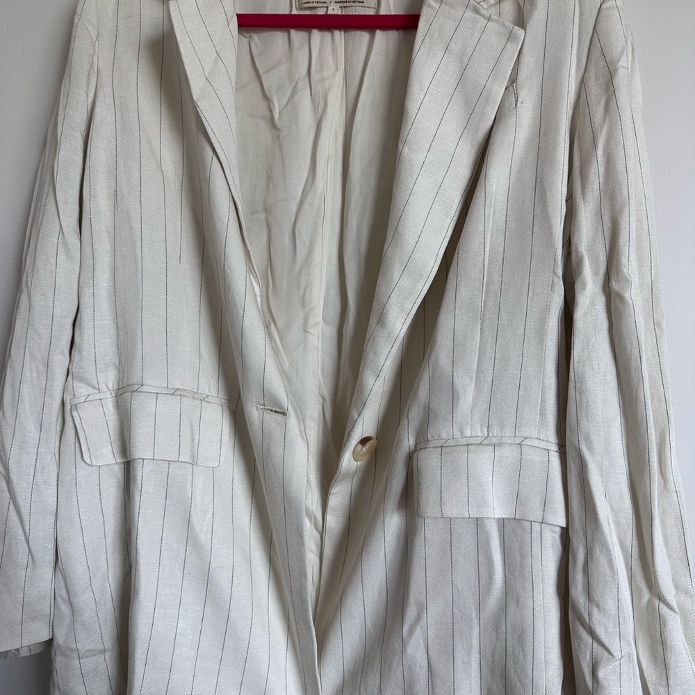 Free People Ivory Pinstripe Blazer